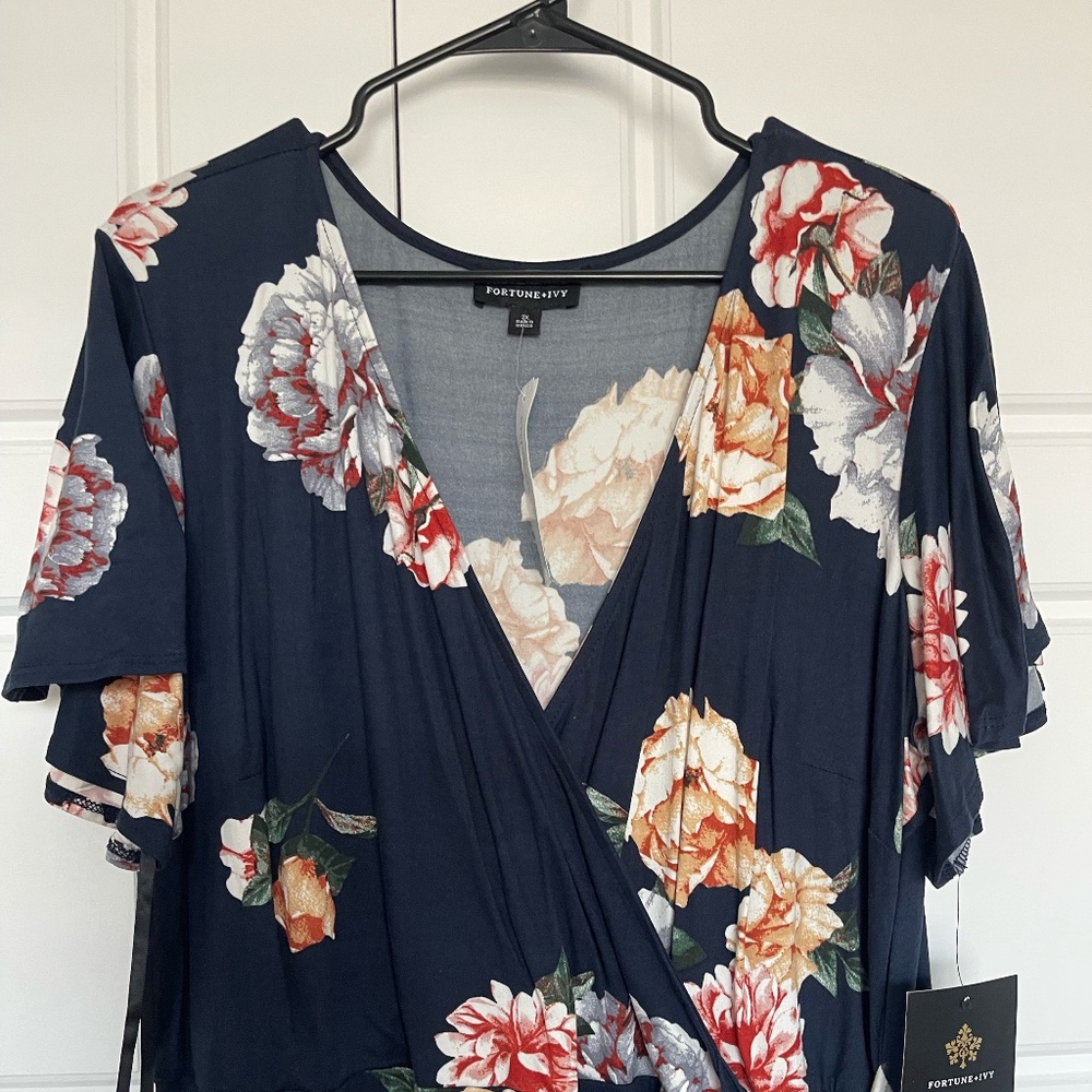 Fortune Ivy Floral brushed wrap maxi dress 3X